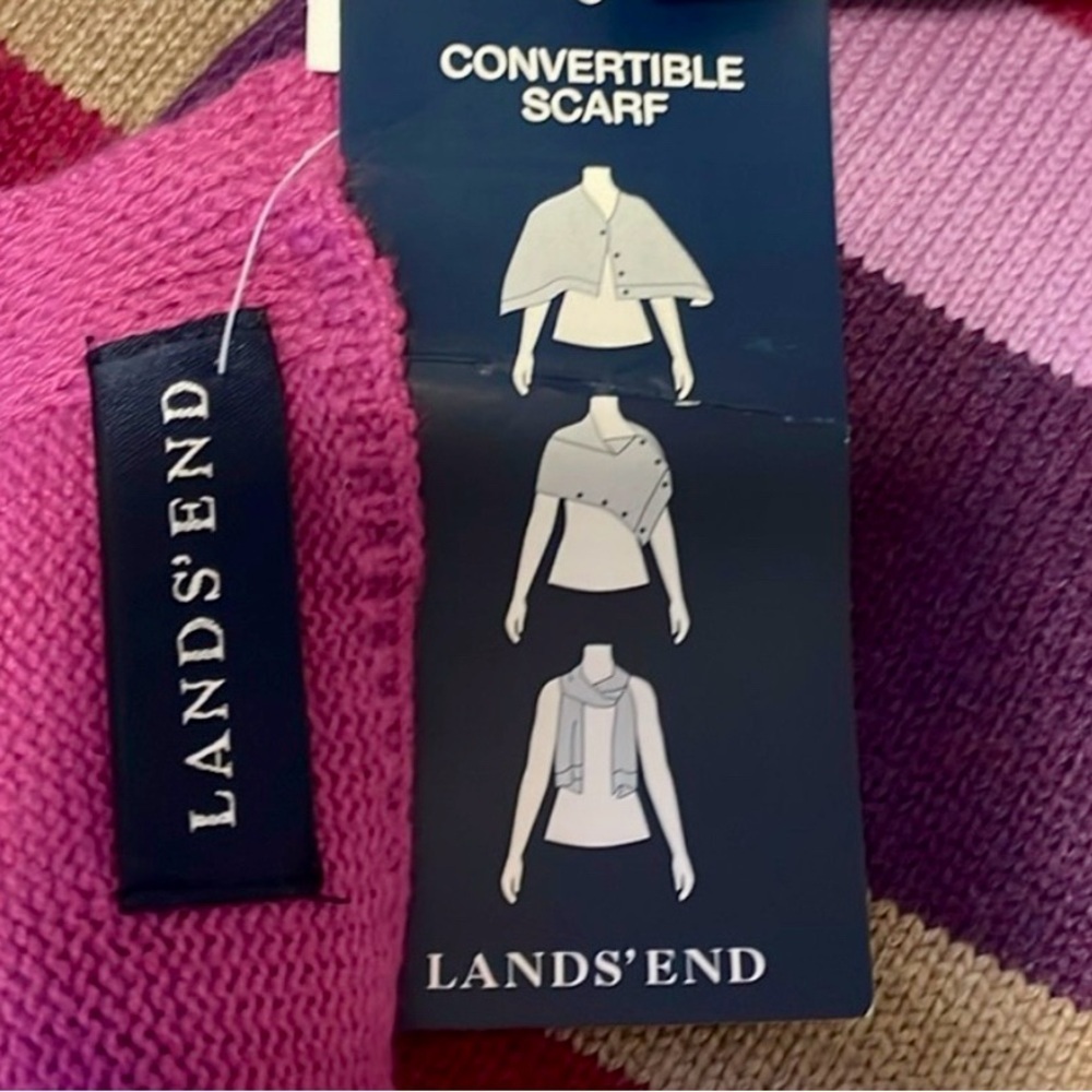 Lands' End Pink and Purple Convertible Scarf - Picture 3 of 5